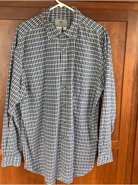 Territory Ahead Men's Large Plaid Blue Long-sleeved Shirt Button Up. Navy & pink